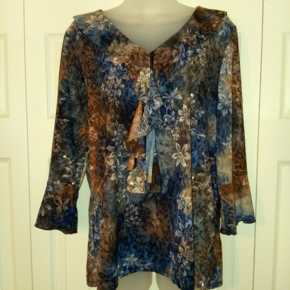 dressbarn Tops - dressbarn Floral Ruffled Blouse